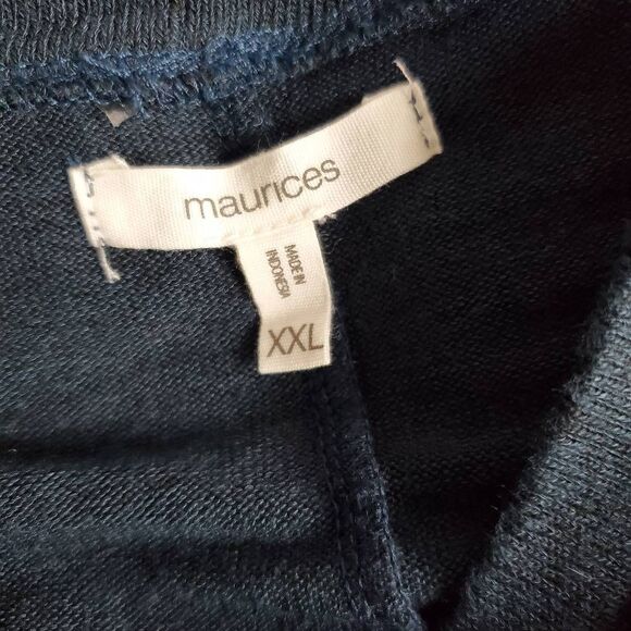 Maurices Women’s Navy Blue Long Sleeve Tunic Top with Black Lace Detail Size XXL - Picture 5 of 7